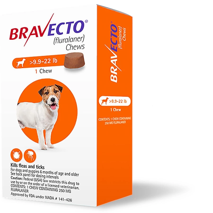 "Bravecto Chewable for Dogs 9.9-22 lbs – Orange Flavored 250 mg Flea & Tick Treatment – 12 Weeks Protection – PetSmart"
