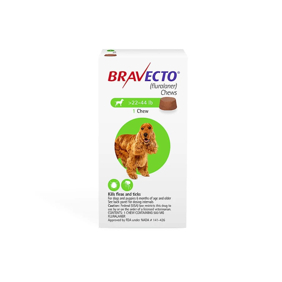 "Bravecto Chewable Tablet for Dogs 22-44 lbs – 500 mg Flea & Tick Treatment – 12 Weeks Protection – PetSmart"