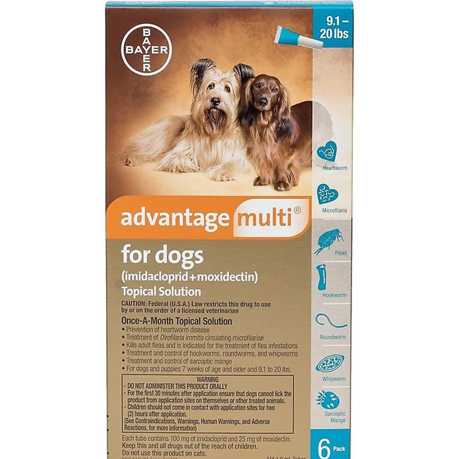"PetSmart Advantage Multi Topical Solution for Dogs 9.1-20 lbs – Teal Color Flea & Tick Treatment"