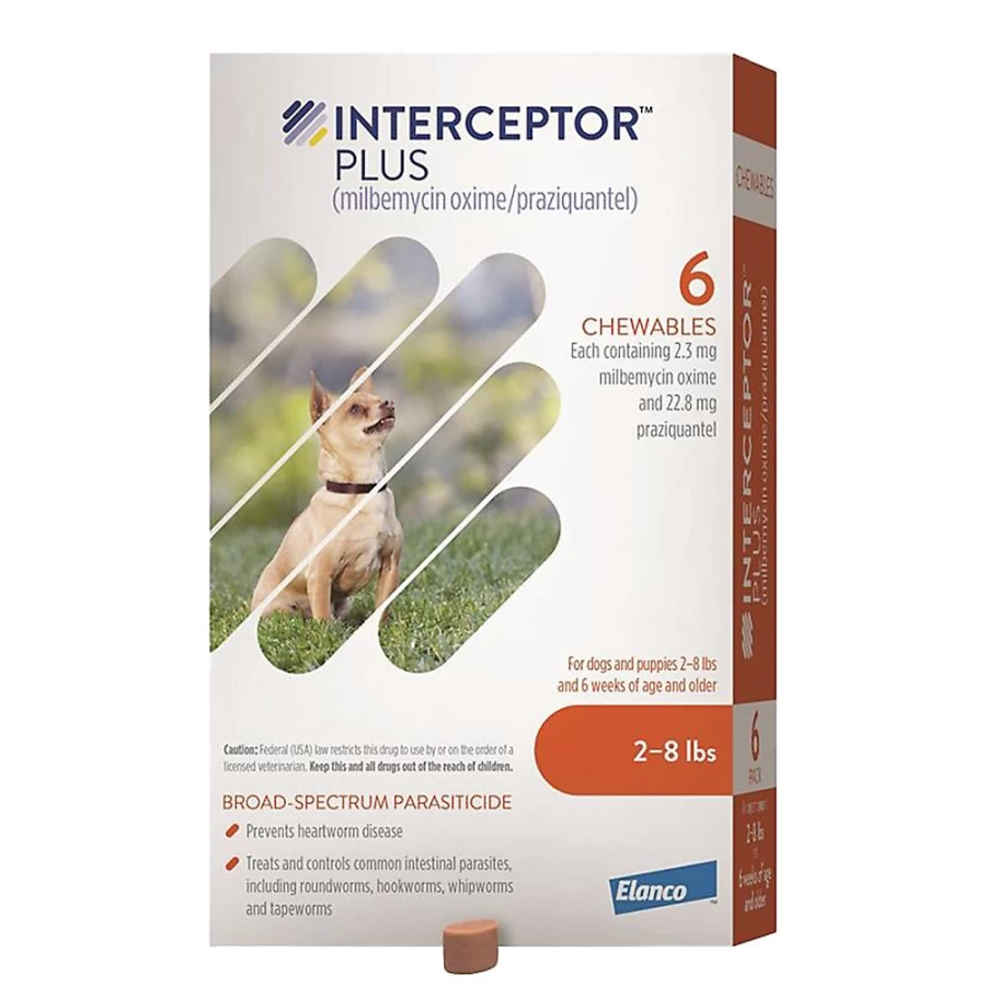 "Interceptor Plus Chewable Tablets for Small Dogs 2-8 lbs – 3, 6, 12 Month Supply | Heartworm & Intestinal Parasite Protection | PetSmart"