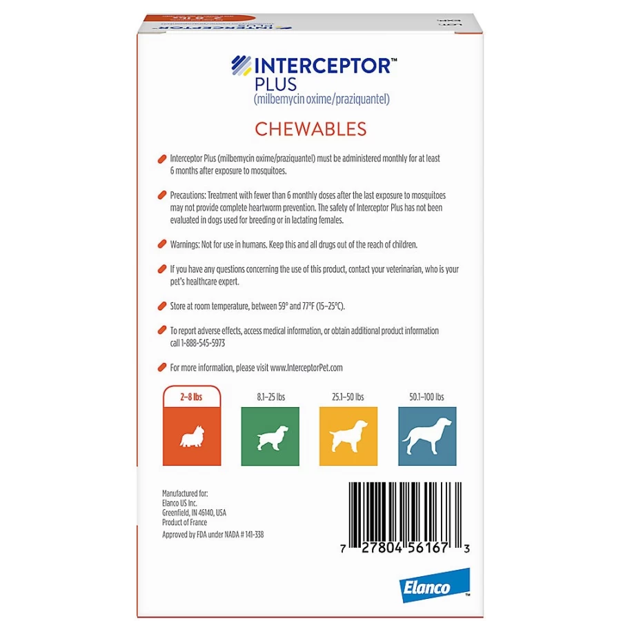"Interceptor Plus Chewable Tablets for Small Dogs 2-8 lbs – 3, 6, 12 Month Supply | Heartworm & Intestinal Parasite Protection | PetSmart"