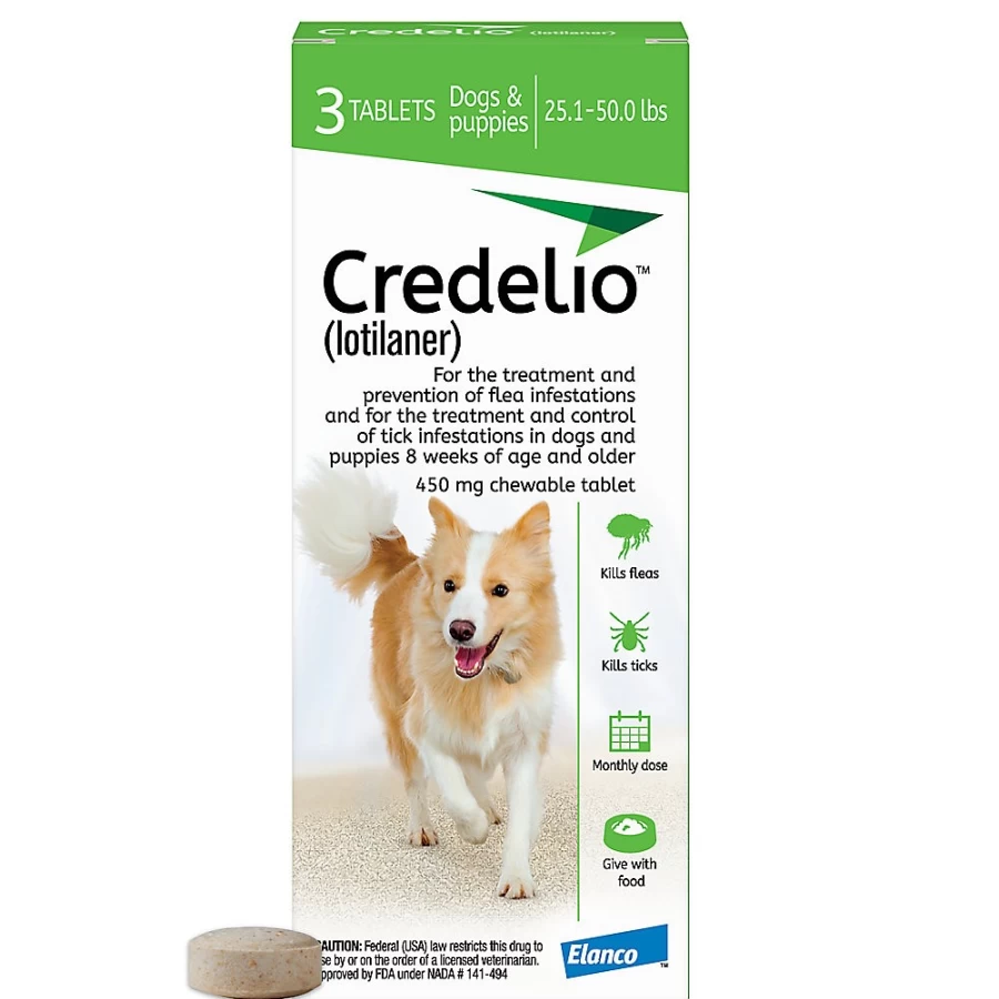 PetSmart Credelio 450 mg Green Chewable Tablets for Dogs & Puppies 25.1-50 lbs - Flea & Tick Treatment
