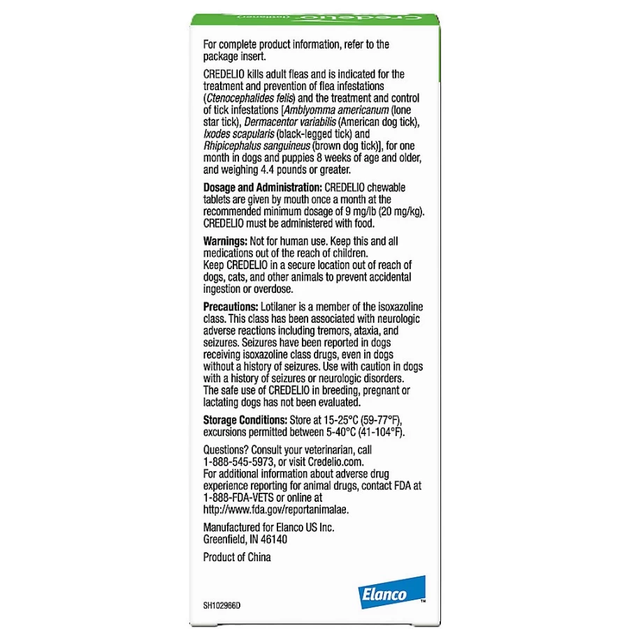 PetSmart Credelio 450 mg Green Chewable Tablets for Dogs & Puppies 25.1-50 lbs - Flea & Tick Treatment