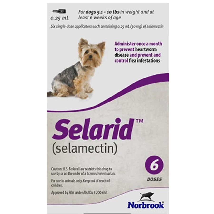 PetSmart Selarid (Selamectin) Topical Solution for Dogs 5.1-10 lbs – 6-Month Flea & Heartworm Prevention – Purple Box