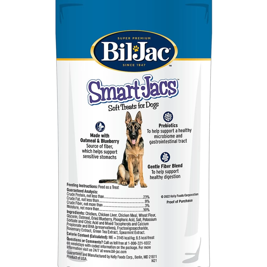 Bil-Jac Smart-Jacs Soft Dog Treats with Oatmeal & Blueberry for Digestive Support - PetSmart Training Rewards
