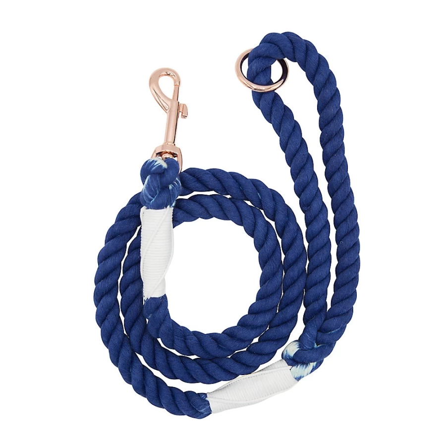 PetSmart Sassy Woof 4-Foot Blue Rope Dog Leash for Safe & Comfortable Walks