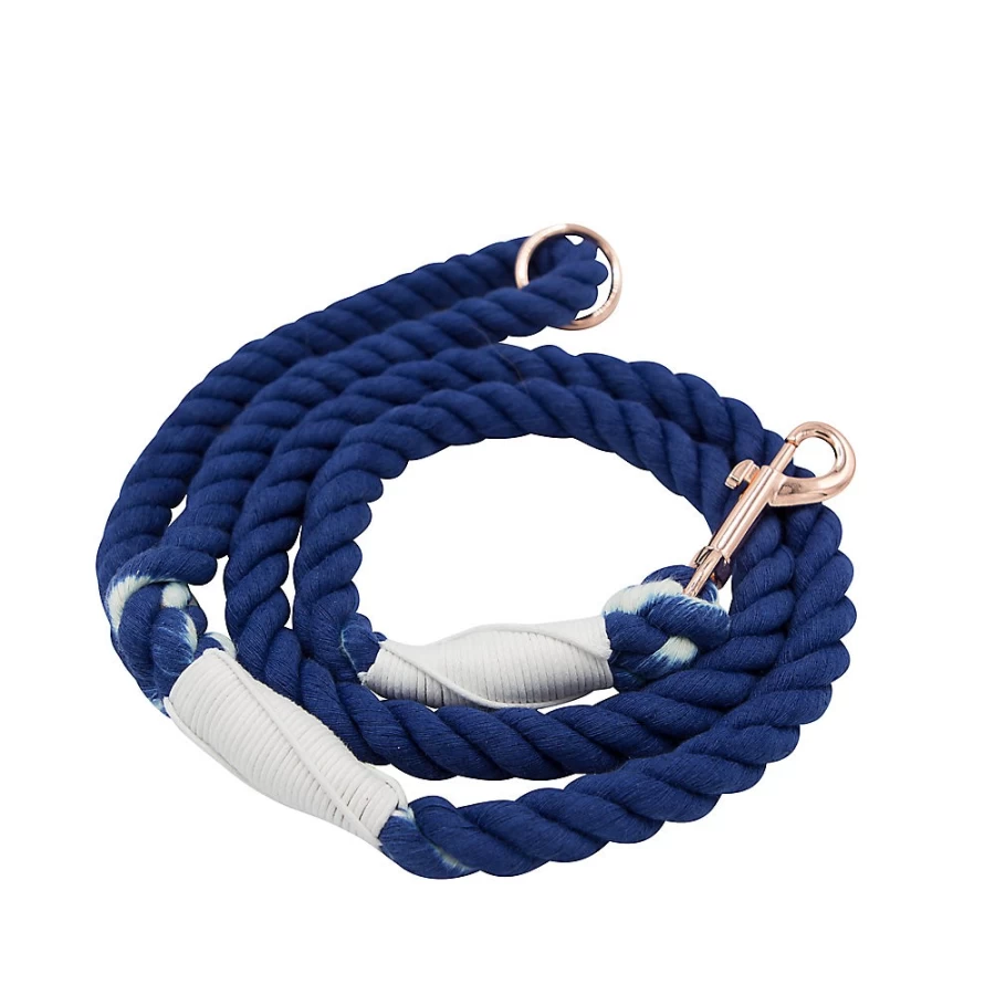 PetSmart Sassy Woof 4-Foot Blue Rope Dog Leash for Safe & Comfortable Walks