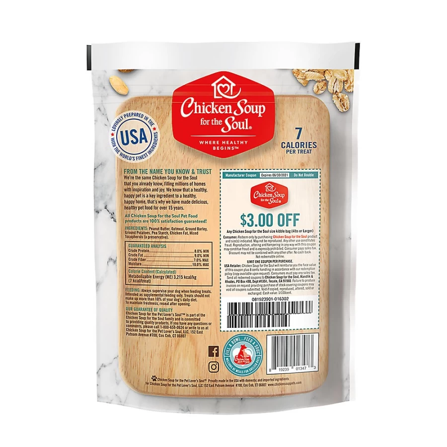 PetSmart Chicken Soup for the Soul Crunchy Peanut Butter Dog Treats - Healthy Snacks for Dogs