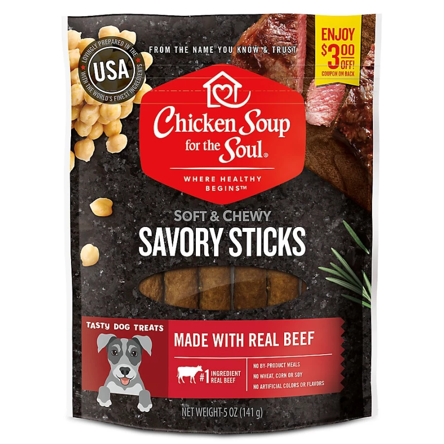 PetSmart Beef Flavor Savory Sticks Dog Treats - Chicken Soup for the Soul Brand