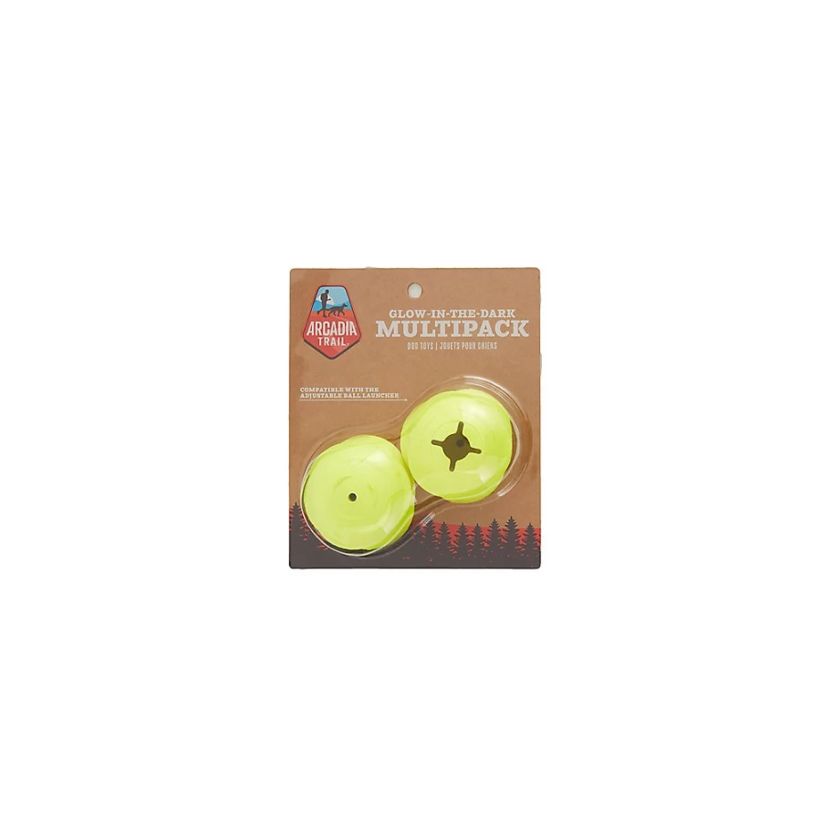 PetSmart Arcadia Trailtrade Glow in the Dark Dog Toy - Durable Rubber Chew Ball for Dogs, 2-Pack