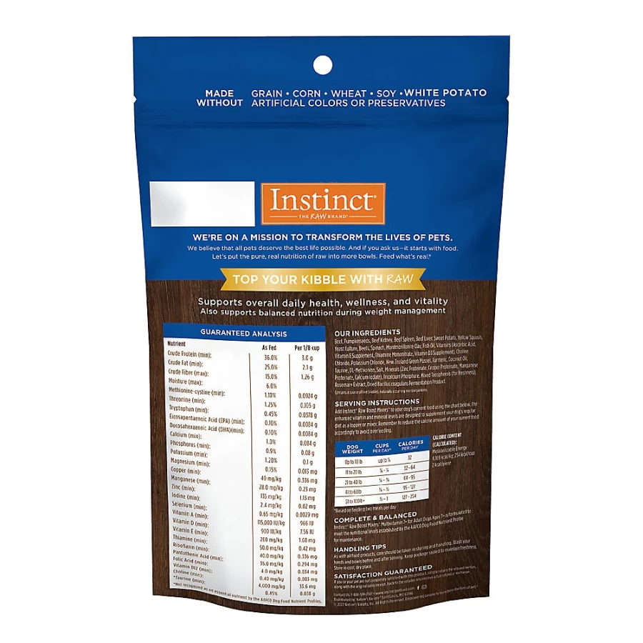 "Instinct Raw Boost Mixers Freeze-Dried Dog Food Topper for Adult & Senior Dogs - Beef Recipe by PetSmart"