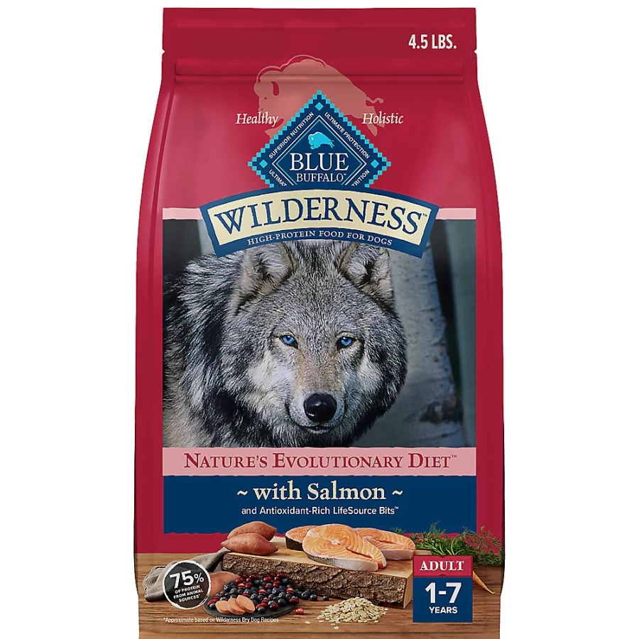 PetSmart Blue Wilderness High-Protein Salmon Dry Dog Food for Adults with Wholesome Grains - Natural Recipe